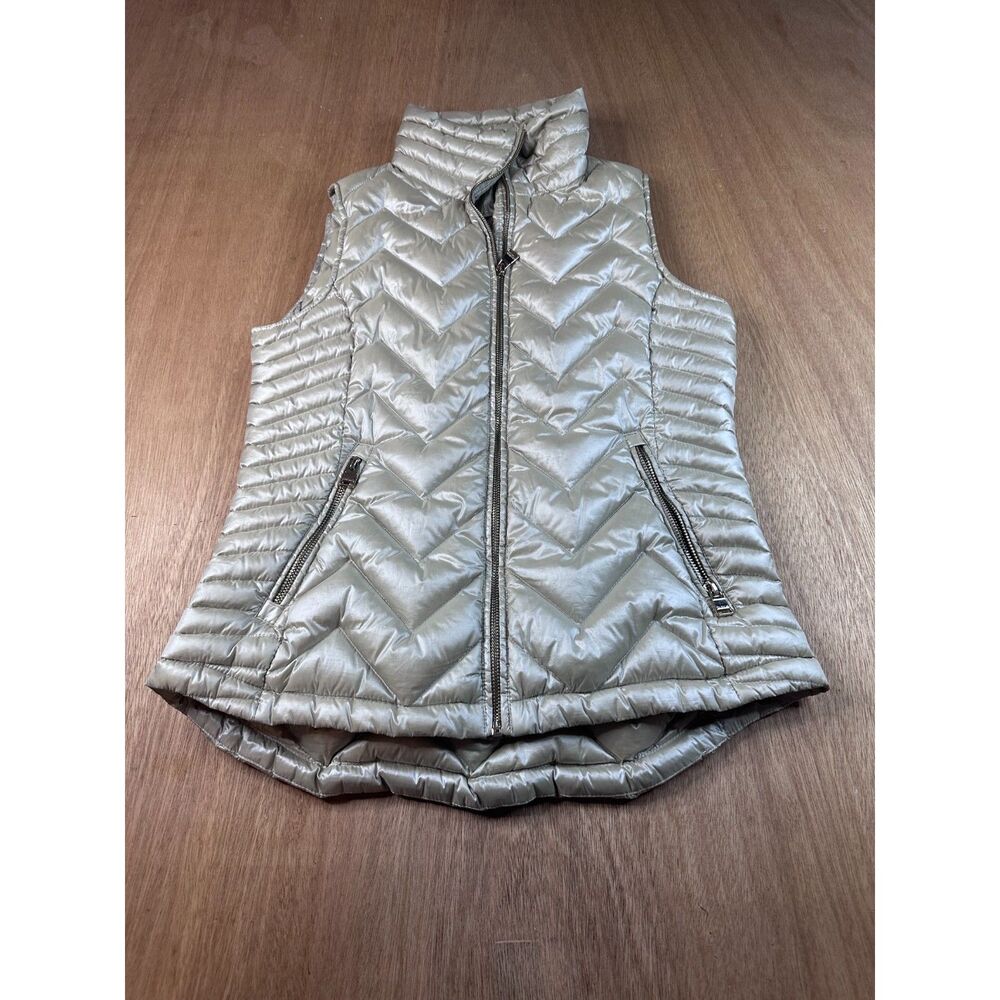 Calvin Klein CK Womens Down Puffer Vest Gold Zip Front Size S